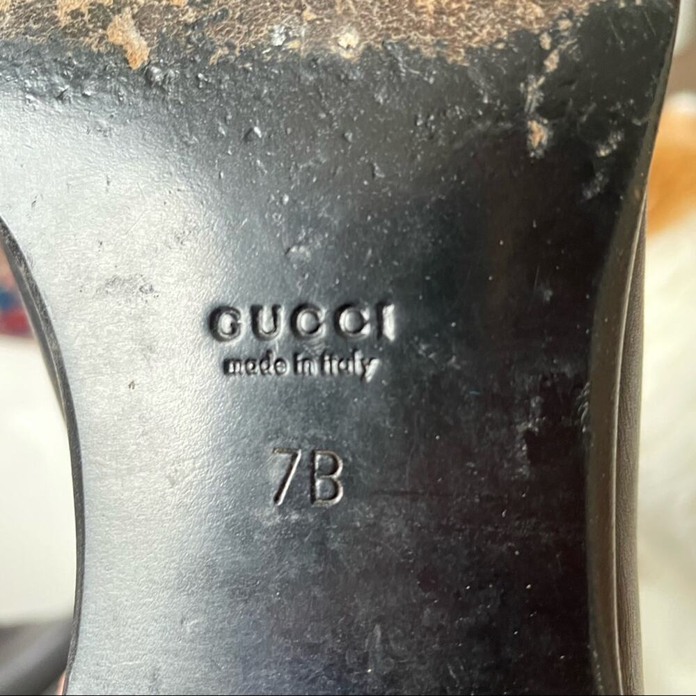 Gucci Interlocking G Logo Tall Riding Boots Knee Leather Black 7 GUC - Picture 4 of 16